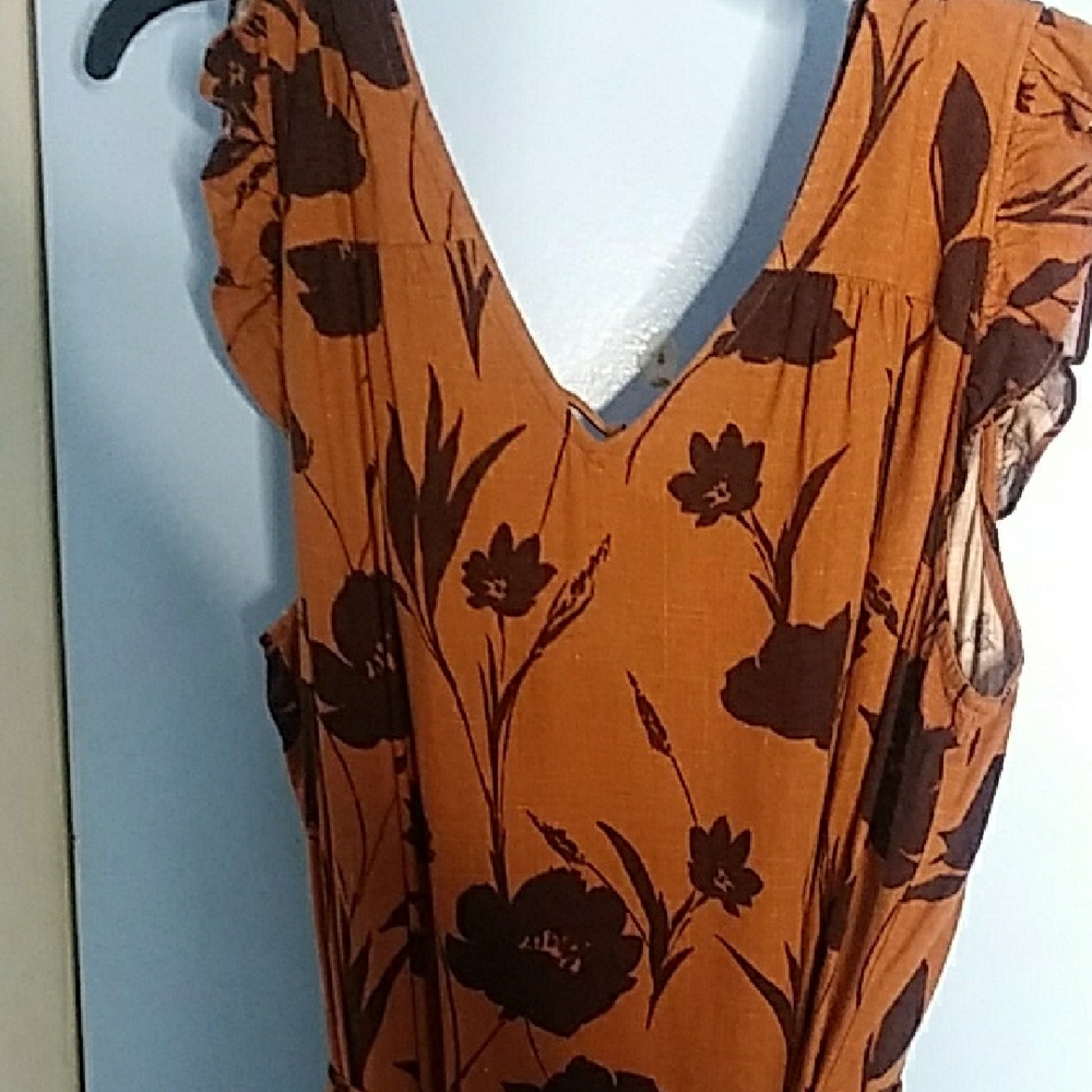 Simply Vera Vera Wang Orange Maxi Dress Sleeveless V-Neck